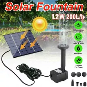 Solar Powered Bird Bath Fountain Pump, Outdoor Water Fountains For Pool, Garden - Picture 1 of 10