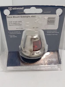 Attwood Marine 1-Mile Deck Mount, Red Sidelight - 12V Stainless Steel Housing - Foto 1 di 3