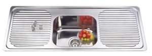 Ariette 1180mm Single Bowl Stainless Steel Kitchen Sink - Double Drainer - Picture 1 of 2