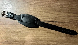 16mm black leather handmade WW1 WW2 army officer trench watch bund strap band - Picture 1 of 3
