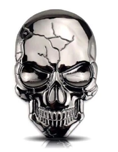 Quality 3D Metal Skull Car Motorcycle Badge Sticker Auto Emblem - Titanium black - Picture 1 of 3