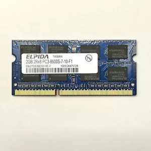 Elpida 2GB 2Rx8 PC3-8500S-7-10-F1 DDR3 1066MHz SODIMM Memory Module For Laptop - Picture 1 of 3