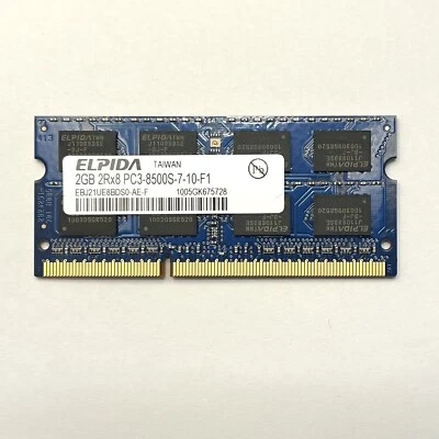 Elpida 2GB 2Rx8 PC3-8500S-7-10-F1 DDR3 1066MHz SODIMM Memory Module For Laptop - Image 1 of 3