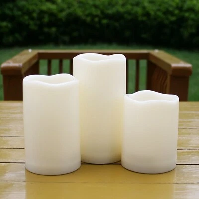 3 PIEZAS Batería Exterior Impermeable Sin Llama Pilar Luces Vela, 3x4/5/6 pulgadas Foto 1 de 4