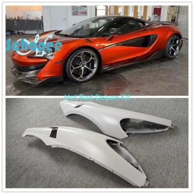2 piezas FRP media fibra de carbono parachoques delantero lateral guardabarros cubierta para mclaren 540c 570s Foto 1 de 4