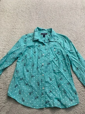 Camisa Karen Scott Mujer Lunares Bicicleta Manga 3/4 Abotonada Verde Petites PL Foto 1 de 4