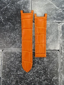 Nueva correa de cuero naranja correa de reloj de despliegue CARTIER PASHA 18mm 20mm 21mm C - Imagen 1 de 6