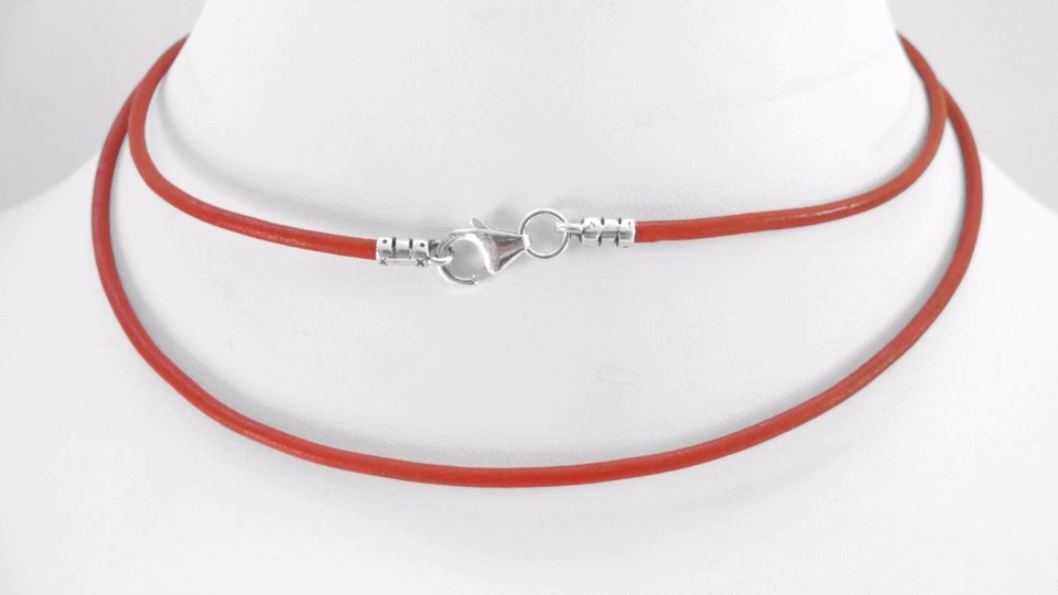 Colar de cordão de couro 2 mm fecho lagosta esterlina 15, 16, 17, 18, 19 ou 20 polegadas - Imagem 1 de 3