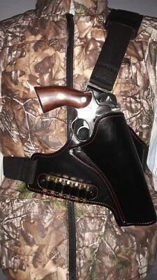 Beautiful Black Leather Redhawk Chest Holster Rig w/Extra Cartridge Carry - Image 1 of 4