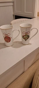 222 Quintos adornos de cachemira fina China Navidad café con leche 2 tazas/tazas 18 oz - Imagen 1 de 5
