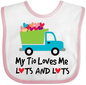Inktastic My Tio Loves Me Truck For Nephew Baby Bib Valentine Valentines Day - Picture 1 of 6