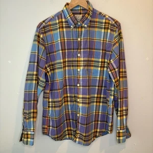 Camisa J.CREW Para Hombre Grande Con Botones Madrás A Medida Verano Cuadros Púrpura Preppy - Imagen 1 de 12