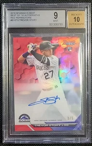 2016 Bowman's Best Trevor Story Red Refractor RC Auto #3/5!!BGS 9 Mint! B16-TS - Picture 1 of 3