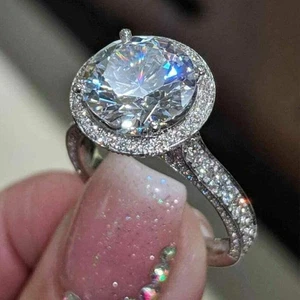 2.10Ct Round Cut Lab-Created Diamond Wedding Engagement Ring 925 Sterling Silver - Picture 1 of 2