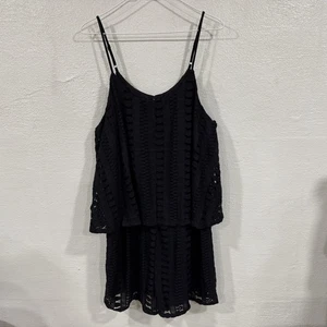 Pantalones Cortos Mameluco Mossimo Negro Encaje Crochet Correa Espagueti Cerradura Espalda Talla XXL - Imagen 1 de 13