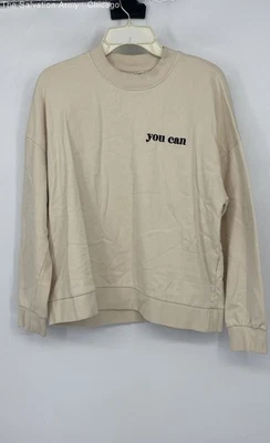 Aware By Vero Moda Womens Tan Crew Neck Long Sleeve Pullover Sweatshirt Sz Large - Image 1 of 4