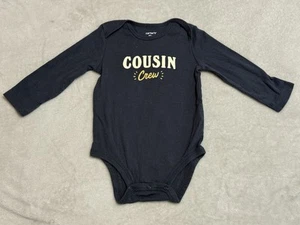 12 Month Cousin Crew Baby Outfit Cute Bodysuit Long Sleeves Navy Blue Carters - Picture 1 of 5