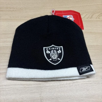 Gorro de los Raiders de Las Vegas para hombre negro blanco NFL tejido de fútbol Reebok Foto 1 de 4