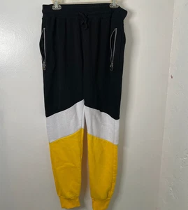 True Rock Black White Yellow Sweatpants Men's Size Large - Imagen 1 de 7