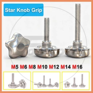 Stainless Star Knob Grip M5 - M16 Male Thread Star Shape Head Knob Clamping Nut - Picture 1 of 124