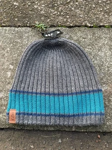 Mens Headwear Casual GILL BAND STRIPE BEANIE Grey Winter Warm Hat One Size - Picture 1 of 6