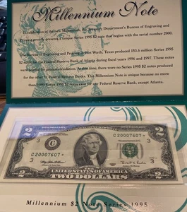 1995 $2 Millennium Star Note UNCIRCULATED - Picture 1 of 9