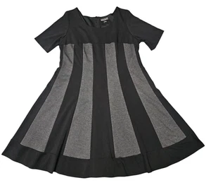 Jessica Howard Fit & Flared Black & Gray Striped Short Sleeve Dress Women Sz 22W - Picture 1 of 7