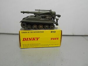 French DINKY Meccano AMX CANNON 155 AUTOMOTEUR MILITARY TANK 813 France with box
