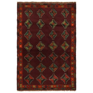 Handmade Traditional Afghan Baluchi Geometric Bedroom Rug 4' 4 x 6' 4 ft-W27313 - Picture 1 of 8