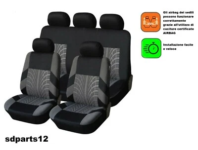 Peugeot Citroen Coprisedili Grigio Nero Copri Sedili Salva Sedili Set Fodere - Immagine 1 di 4