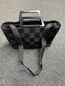 Salvatore Ferragamo 21 C288 Bag Black Woven Basket Weave Crossbody Handbag - Picture 1 of 12