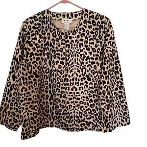 Cathy Daniels Size XL Animal Print Suede Jacket Zip Front - Picture 1 of 5