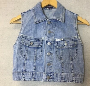 Vintage 80s Guess Jeans Womens Denim Cropped Vest - Picture 1 of 10