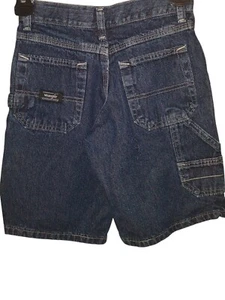 Wrangler Carpenter Cargo Denim Blue Jean Shorts Boys Sz 8 Reg Dark Wash 3CPBWD8 - Picture 1 of 13