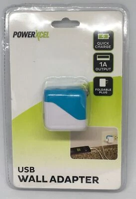 PowerXcel USB Wall Adapter Blue/White - Image 1 of 2