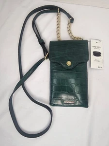 New Nine West Astoria Mini Crossbody Greenl purse snap closure gold accent chain - Picture 1 of 11