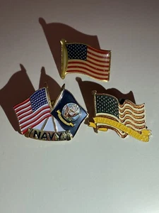 patriotic pins Lot Of 3 - “support Our Troops” “navy” - Picture 1 of 5