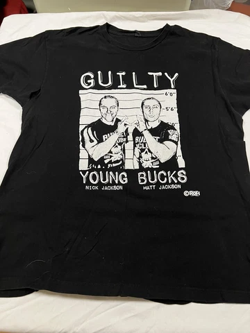Young Bucks Guilty T-shirt XL ROH AEW The Elite Wrestling Ring of Honor Cover