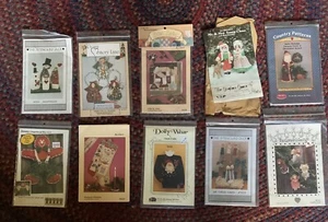 10 Folk Art Rustic Primitive Christmas Dolls & Craft Sewing Patterns Lot #3 + - Picture 1 of 12