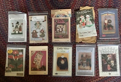 10 Folk Art Rustic Primitive Christmas Dolls & Craft Sewing Patterns Lot #3 + - Image 1 of 4