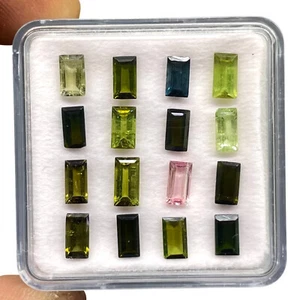 16 pezzi pietre preziose naturali multi tormalina 5,6-6,6 mm taglio baguette sfuse non trattate - Foto 1 di 18