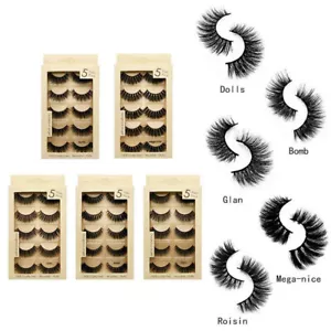 5 Pairš„3D Minkš„False Eyelashesš„Wispy Cross Thick Long Soft Fake Eye Lashes UK - Picture 1 of 13