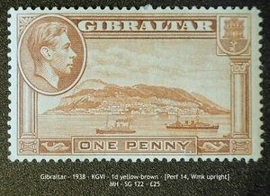 Gibralter - 1938 - KGVI - 1d yellow-brown - MH - SG 122 - Picture 1 of 2