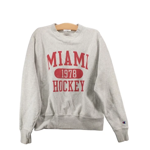 Champion Reverse Weave Men's Miami Hockey 1978 Sweatshirt Gray Small Vintage Cover