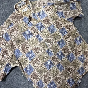 Pierre Cardin Mens Large Full Print Short Sleeve Button Up Hawaiian Shirt - Picture 1 of 8
