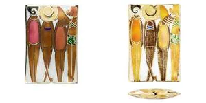 1 Cloisonné Double Sided 59x40mm Standing Figure Beach Girls Focal Bead - Picture 1 of 5