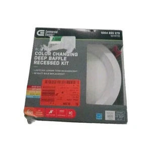 Commercial Electric 6" Slim LED Color Changing Deep Baffle Recessed Kit Canless - Picture 1 of 15