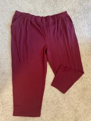 全新无标签女式勃艮第休闲裤口袋尺寸 5X Roaman's 26 英寸内缝 — 第 1/2 张图片