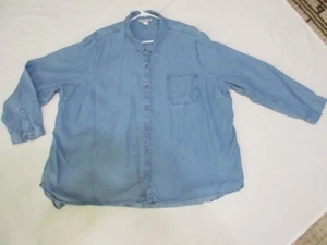 Coldwater Creek Denim, Button Up, Pleated Back Ladies Long Sleeve Blouse Sz 3X - Picture 1 of 7