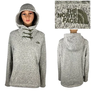 The North Face Womens Large Crescent Hoodie Pullover Knit Sweater Beige Gray EUC - Picture 1 of 10